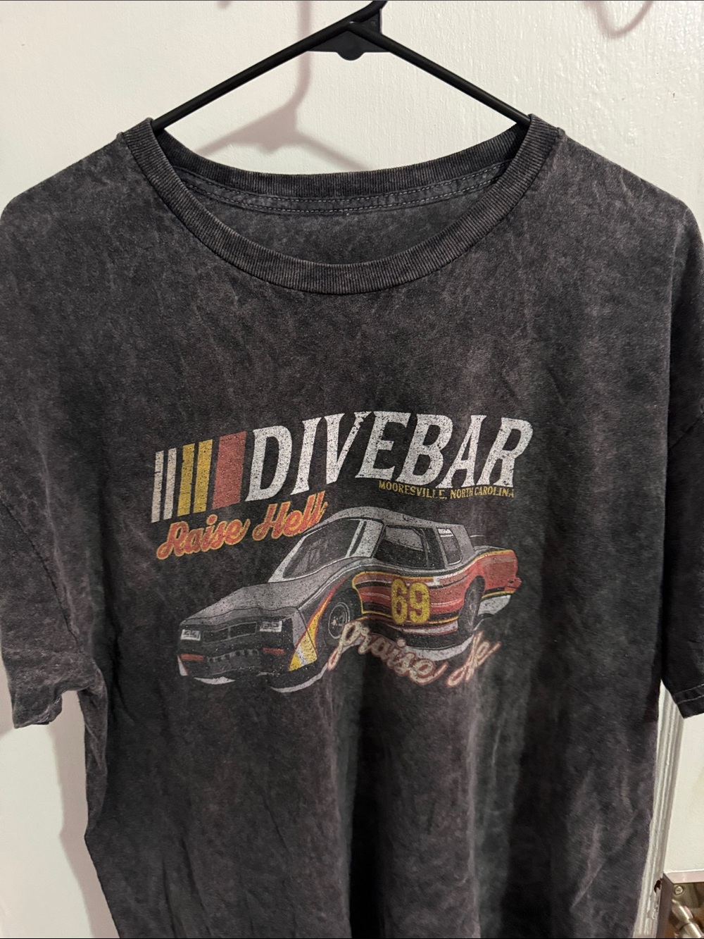 Divebar 'Raise Hell' Graphic Tee - Charcoal with Red & Yellow Accents